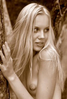 blonde Sarah - nude forest pics