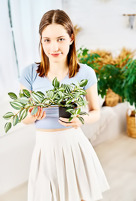 >Cute Brunette Hareniks Fondling Her Sexy Small Breasts And Grabbing Her Perfect Ass Cheeks