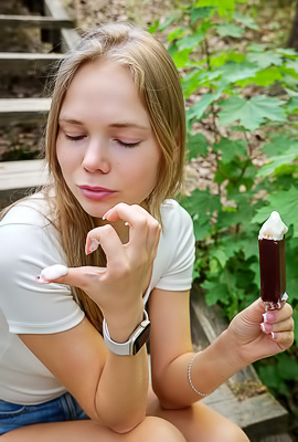 Latvian Blonde Luise Streaks Along Its Glossy Shaft
