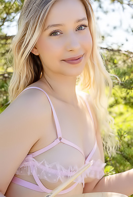 >Cherry Blossom Tossing Her Peekaboo Bra Aside To Let The Sun Kiss Her Perky Breasts