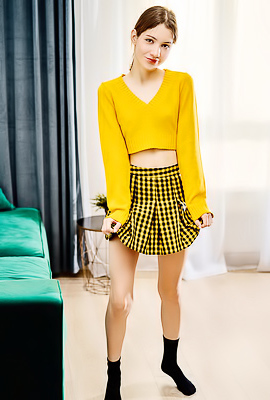 Hareniks Naked On The Velvet Sofa With Her Peachy Ass Offered Invitingly