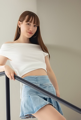 Kate Quinn Soon Perched On The Top Step With Legs Akimbo And Her Perky Breasts Exposed