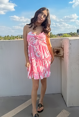 >Krystal Strips Out Of A Pink Sundress And Fucks Herself With A Toy
